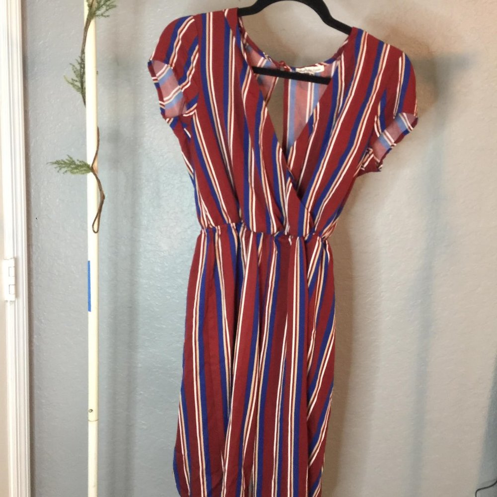 Striped Jumpsuit ; red,blue,gold,white